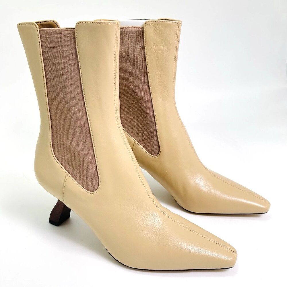Sam Edelman Sammie Pointed Toe Ankle Boot Almond Leather Women 7 New
